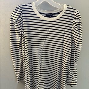 Modern Works Black and White Striped Women's Top (Size M)